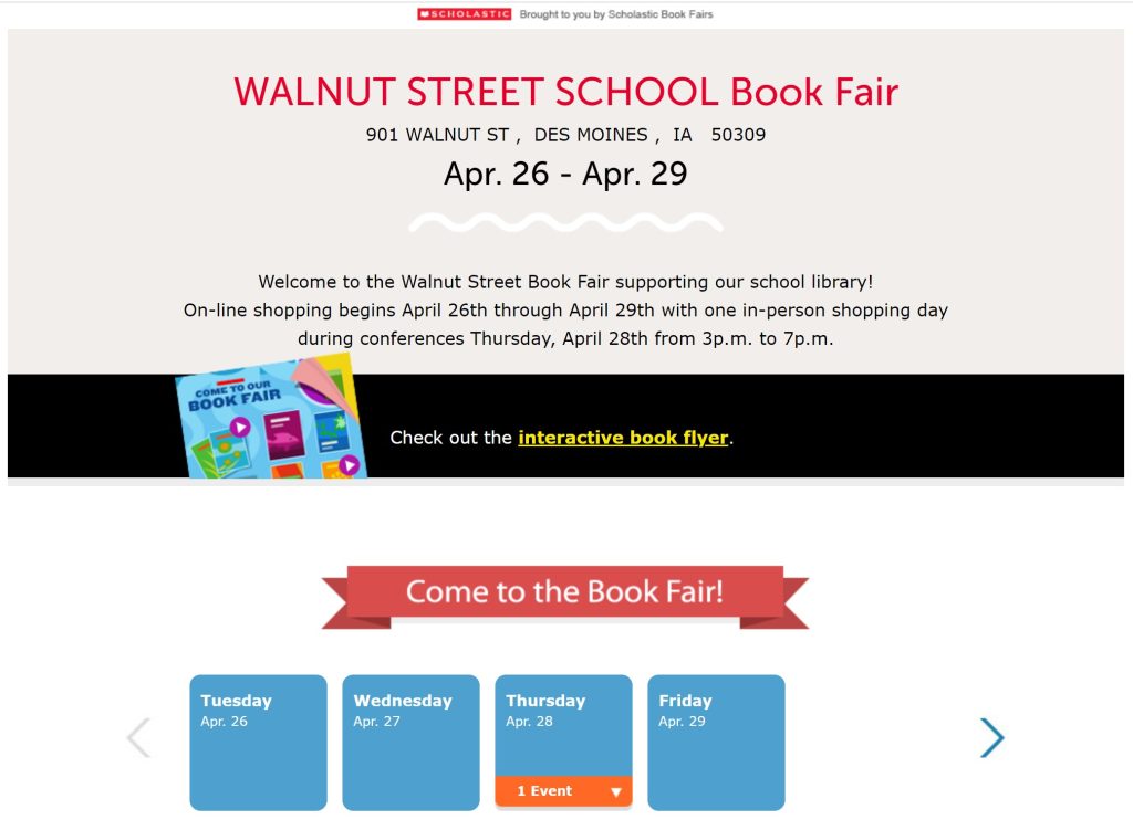 Walnut Street School Scholastic Book Fair Walnut Street School